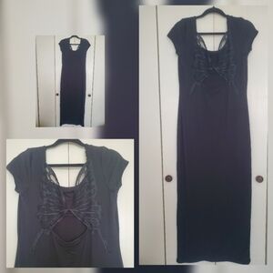 *NWT* Cosmic Aura Elegant Black Butterfly Cutout Maxi  Dress